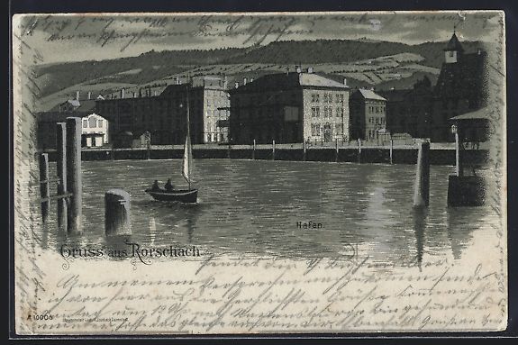 Cartoline postali: Mondschein-Lithographie Rorschach, Geb – Usato da Berlin venduto da bartko-reher