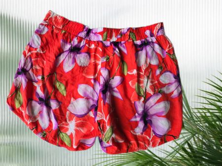 Kurze Hose Damen rot geblümt