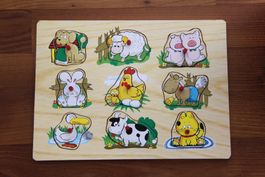 Holzpuzzle “Haustieren” mit Griffen, ab 3 J