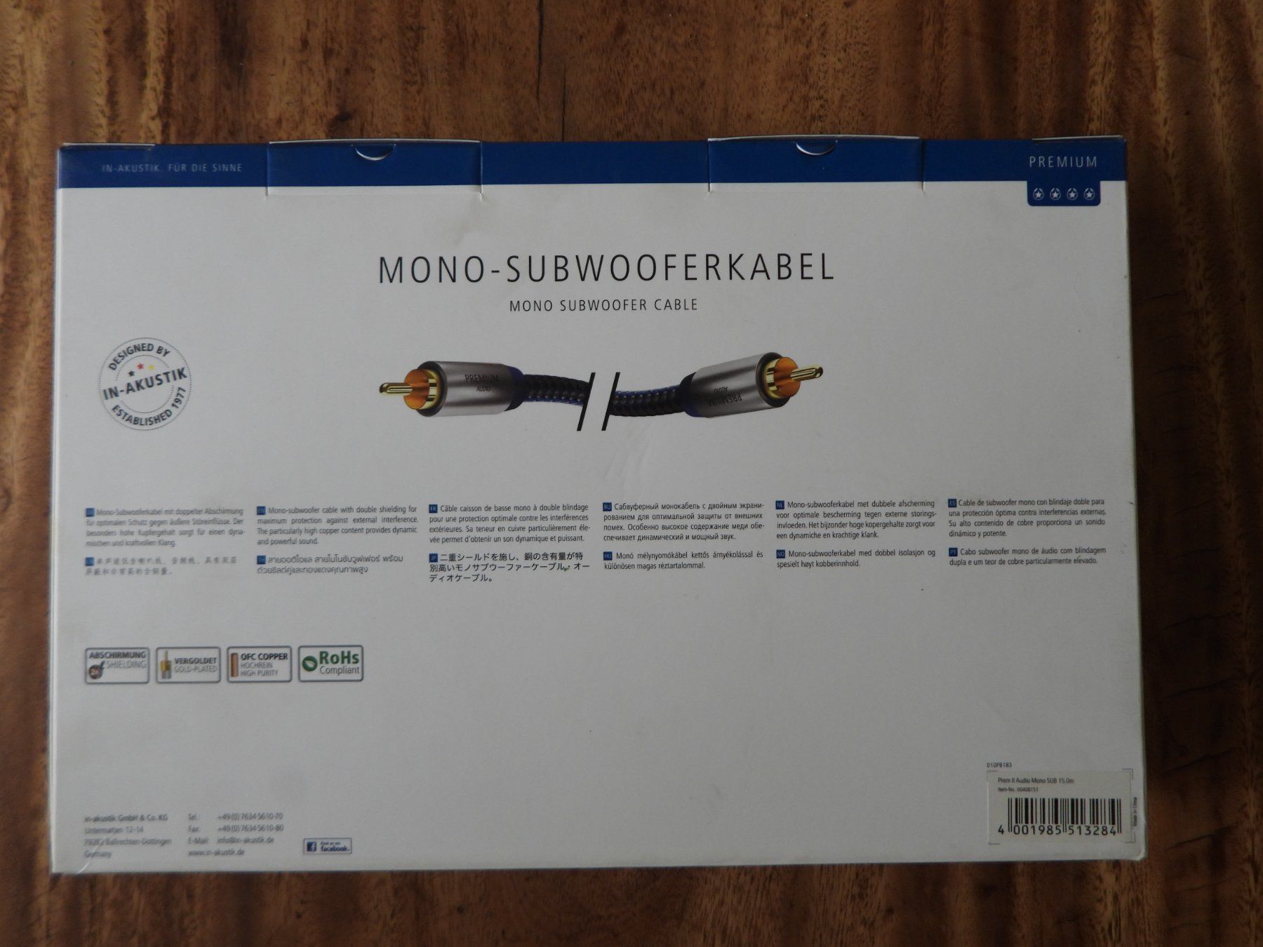 Inakustik Cavi: Inakustik Premium Mono Subwoofer Cable 15M – Nuovo (secondo la descrizione) da Tavannes venduto da jimananas 1