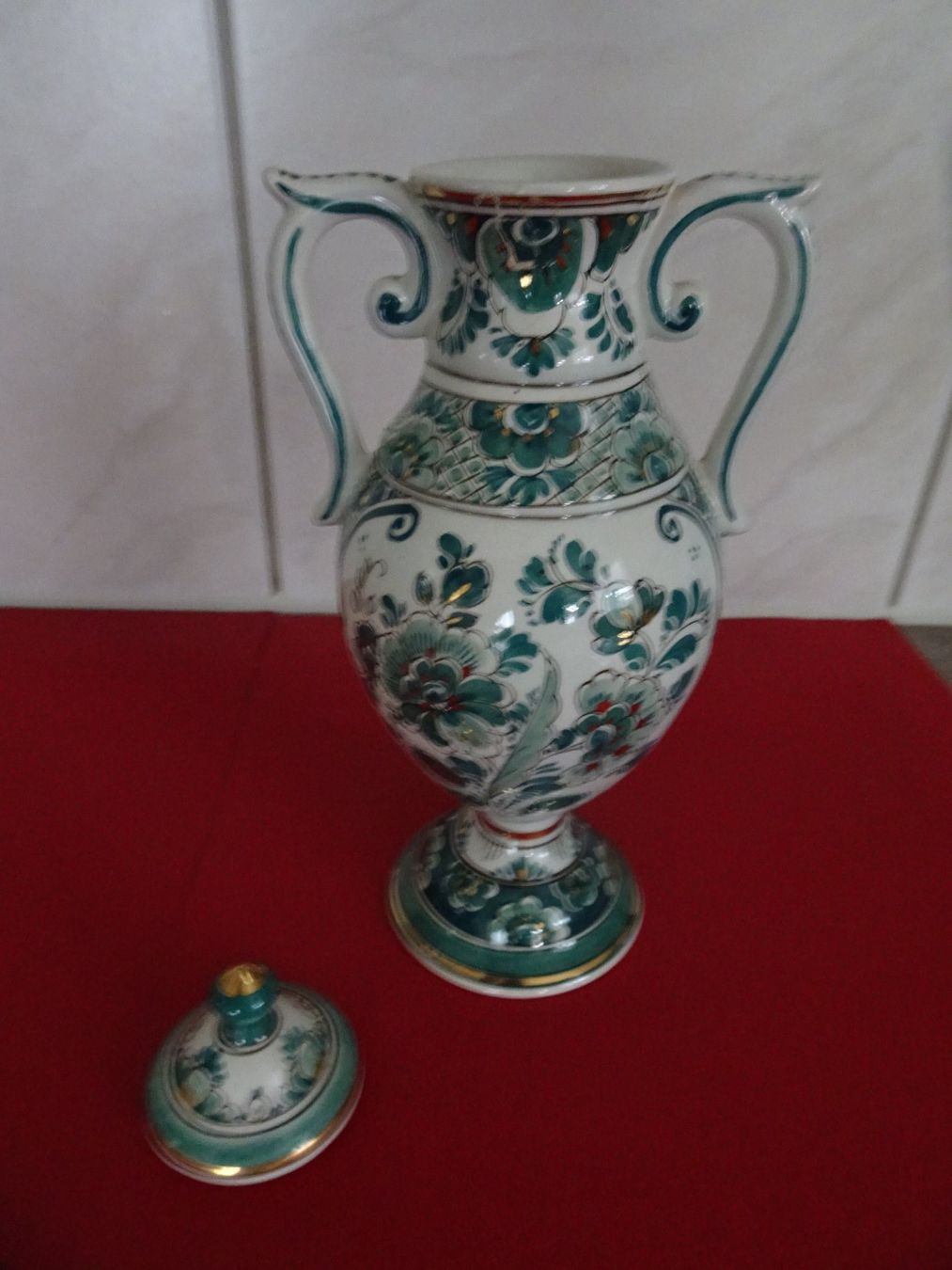 Vasi & Recipienti: Delfter grün Vase mit Deckel, Handbemalt – Usato da Winkel venduto da rsuzh 1