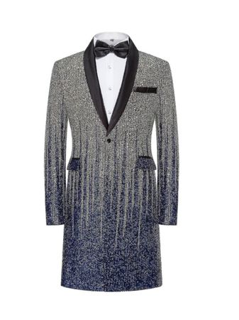 Veste de soirée bleu à paillettes scintillantes
