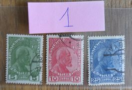 Briefmarken Liechtenstein 5, 10, 25 Heller..
