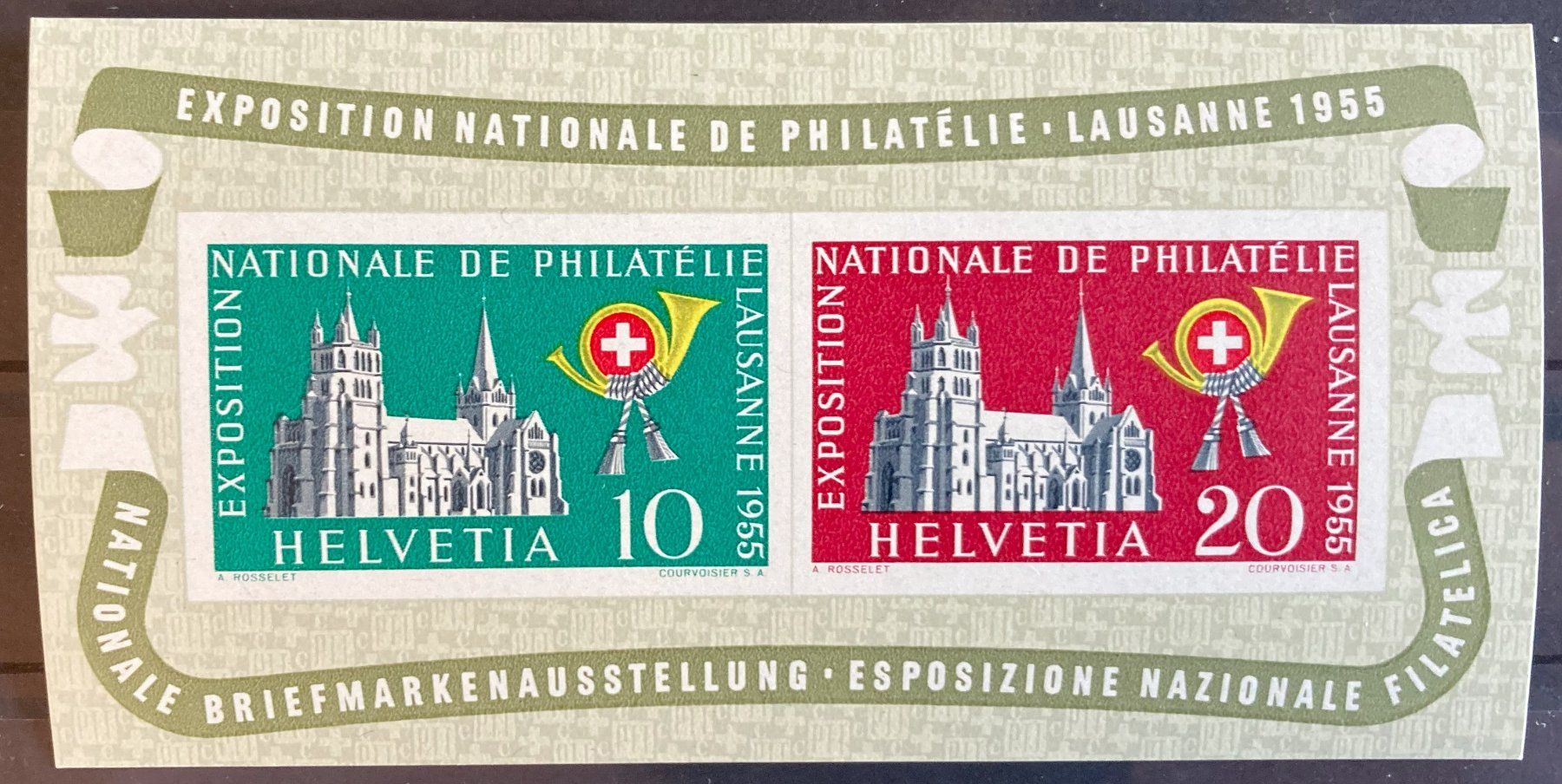 Tutti i francobolli: Lausanne Block W34 1955 postfrisch (**), SBK 70 Fr. – Usato da Flawil venduto da Furti