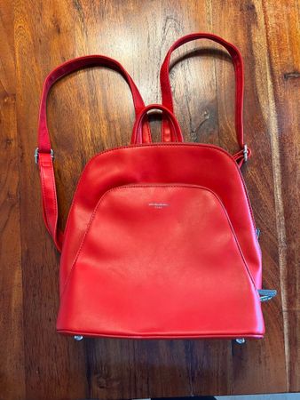 Roter Damenrucksack Kunstleder, David Jones neu!