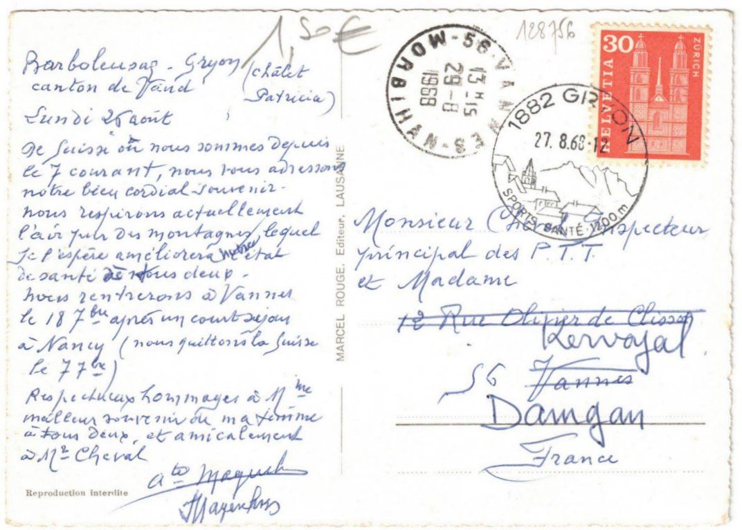 Cartoline postali: Gryon - Gondelbahn Barboleusaz--Les Chaux – Usato da Binningen venduto da Mountainrider 1