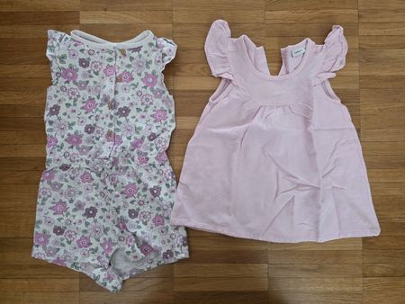 Sommer Set: C&A Baby Blumen Romper + Name it Kleid Gr. 62,68