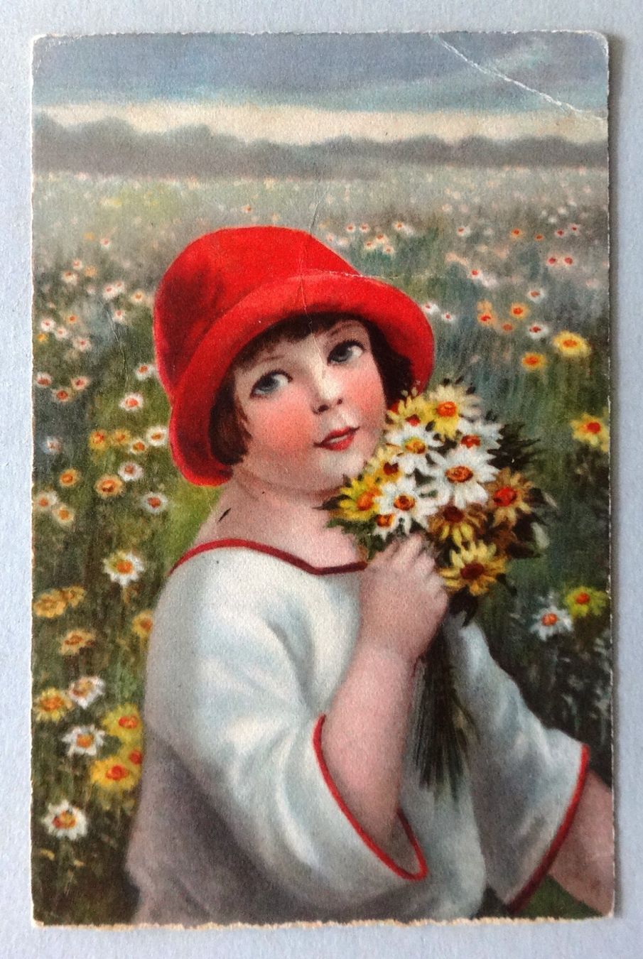 Cartoline postali: Fillette au bouquet de fleurs – Difettoso da Fétigny venduto da Billy2miny