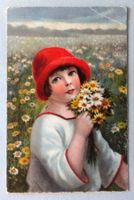 Fillette au bouquet de fleurs