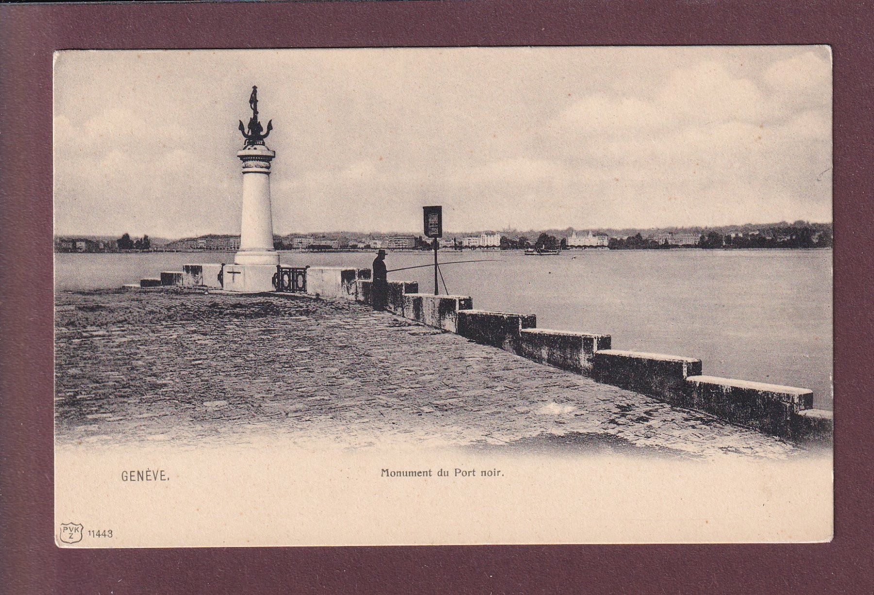 Cartoline postali: GENEVE - Monument du Port noir - Pêcheur – Usato da Pully venduto da nicecards