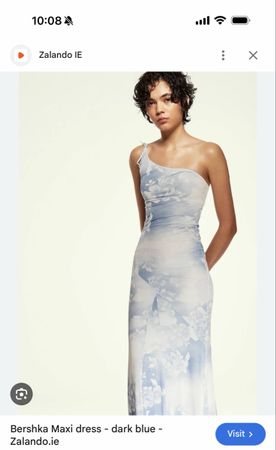 Bershka Maxi Dress One Shoulder Blue Size M