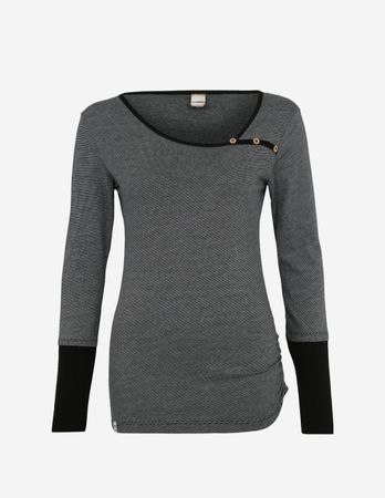 Langarmshirt Gr. L, schwarz/grau, Bio-Baumwolle, iriedaily