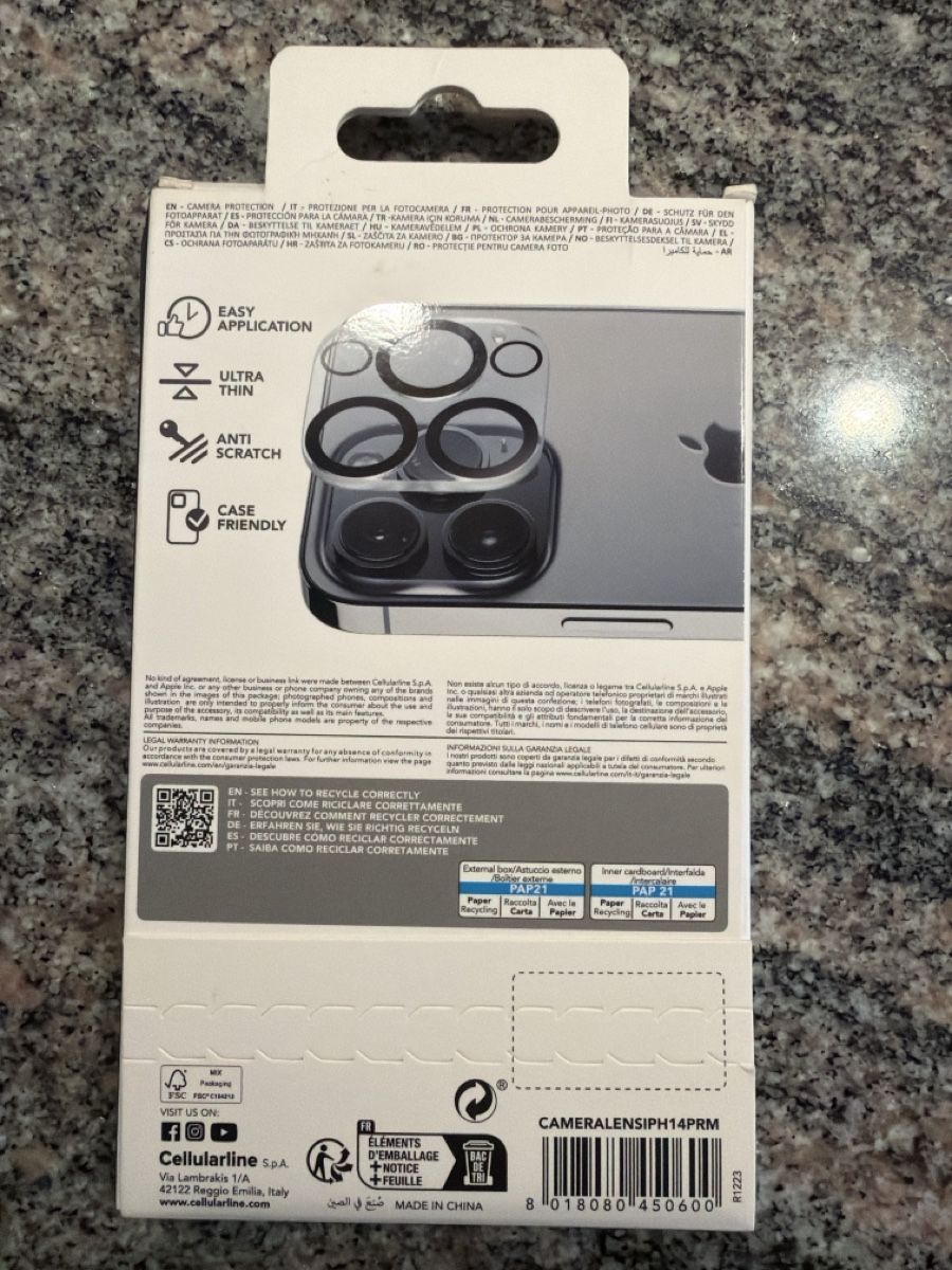 Cover & Protezioni schermo: Cellularline Kamerainschutz iPhone 14 Pro / Pro MaxNeu – Nuovo e nell'imballaggio originale da Magden venduto da rom_5zrl 1