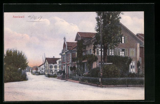 Ansichtskarten: Amriswil, Häuser an einer Strassenkreuz – Gebraucht aus Berlin von bartko-reher
