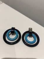 Hoops Ohrclips: Schwarz & Türkis - Vintage Statement Schmuck