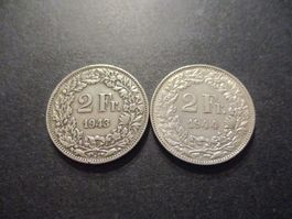 2 x 2.- Fr  1943 + 44   Superbes pièces  Superbe qualité