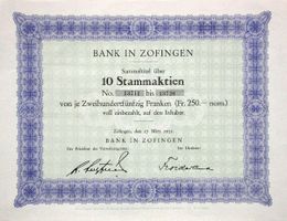 Bank in Zofingen, Zofingen (10er) - 1932