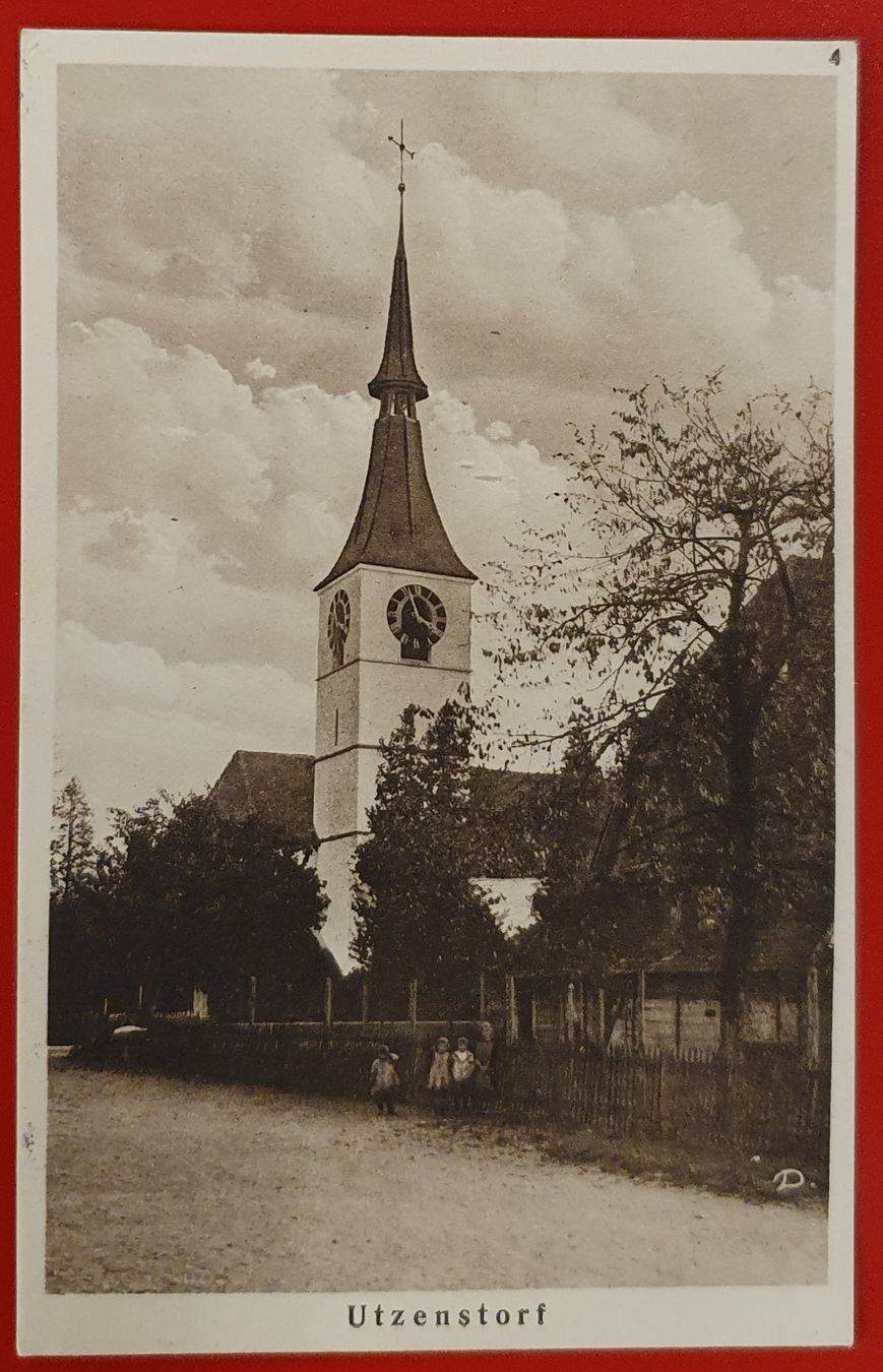 Ansichtskarten: Utzenstorf 1933 - Kirche, belebt mit Kinder – Gebraucht aus Kreuzlingen von Rschweiz1