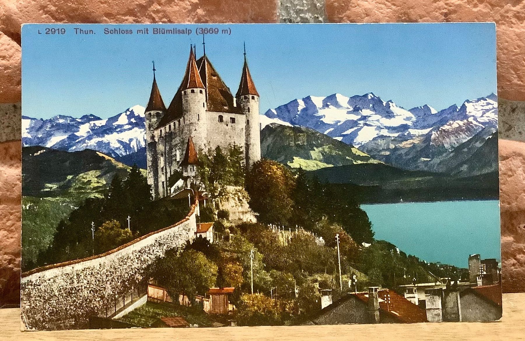 Ansichtskarten: THUN - Schloss mit Blümlisalp - Thunersee – Gebraucht aus Root von ENGLAND-TREASURES