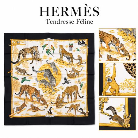 Carré Hermès Tendresse Feline soie femme neuf