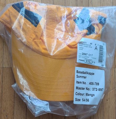 Baseballkappe Jako-o Sommer Mango Grösse 54/56 neu