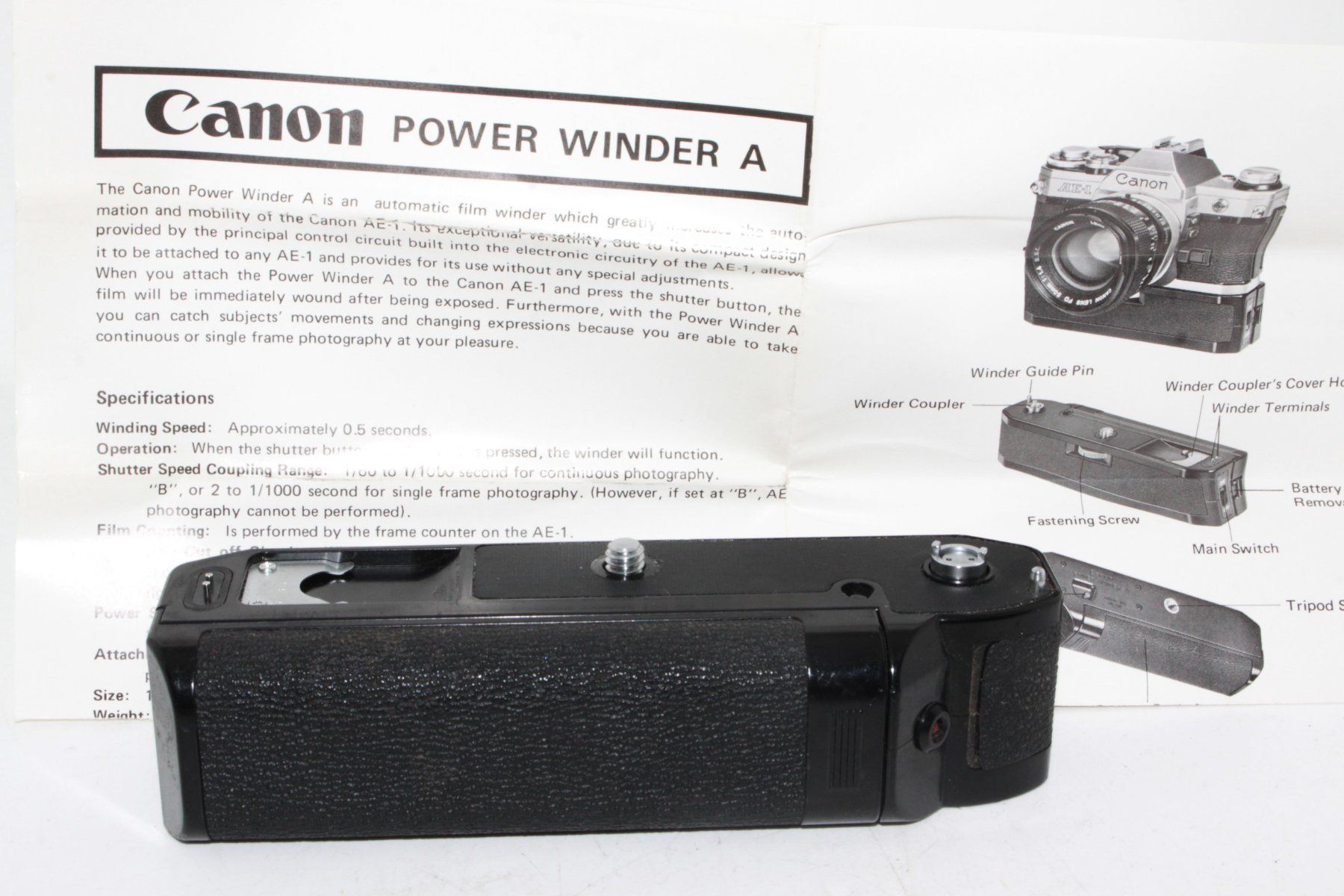 Canon Kamera: CANON Motor POWER WINDER A + Anleitung – Gebraucht aus Allschwil von