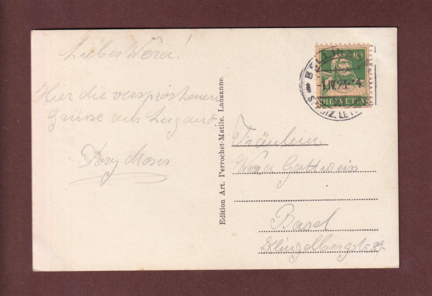 Cartoline postali: MORCOTE - Motivo - 1923 – Usato da Pully venduto da nicecards-shop 1