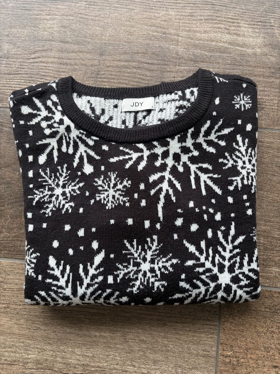 JDY Maglioni & Felpe: JDY Damen Pullover schwarz mit Schneeflocken Muster Grösse S – Nuovo (secondo la descrizione) da Wollerau venduto da Garten1957 2