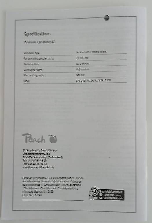 Macchine laminatrici: Laminiergerät Premium Peach A3 PL 755 – Usato da Escholzmatt venduto da sus_9vvb 3