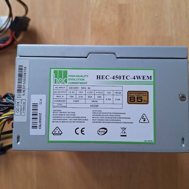 Elektronikbauteil: HEC PC Netzteil 450W ATX – Gebraucht aus Solothurn von Nojted