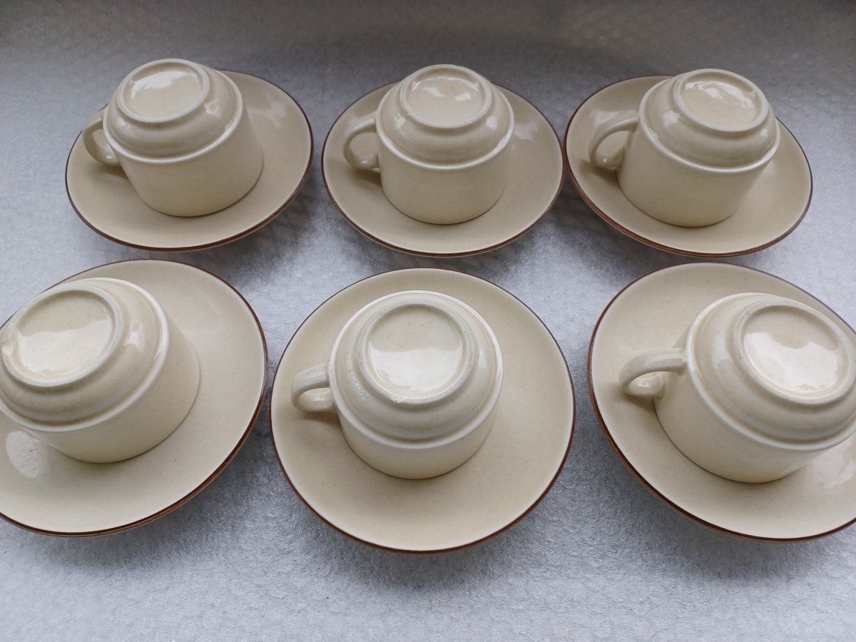 Tassen: RÖSSLER 6 Beige Kaffee Tassen mit Untertassen -E37 – Gebraucht aus Morges von vimajes12 2