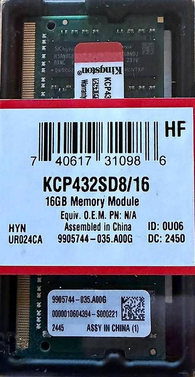 Kingston Memoria / RAM: Arbeitsspeicher 16GB – Nuovo e nell'imballaggio originale da Thun venduto da Malbec68
