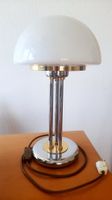 Vintage lampe Chrom Messing mit weissem Glas