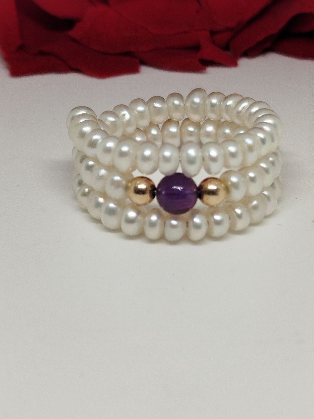 Anelli: Perlenring mit Amethyst, elastisch, neu! – Nuovo (secondo la descrizione) da Rupperswil venduto da Annet.Dann888 2