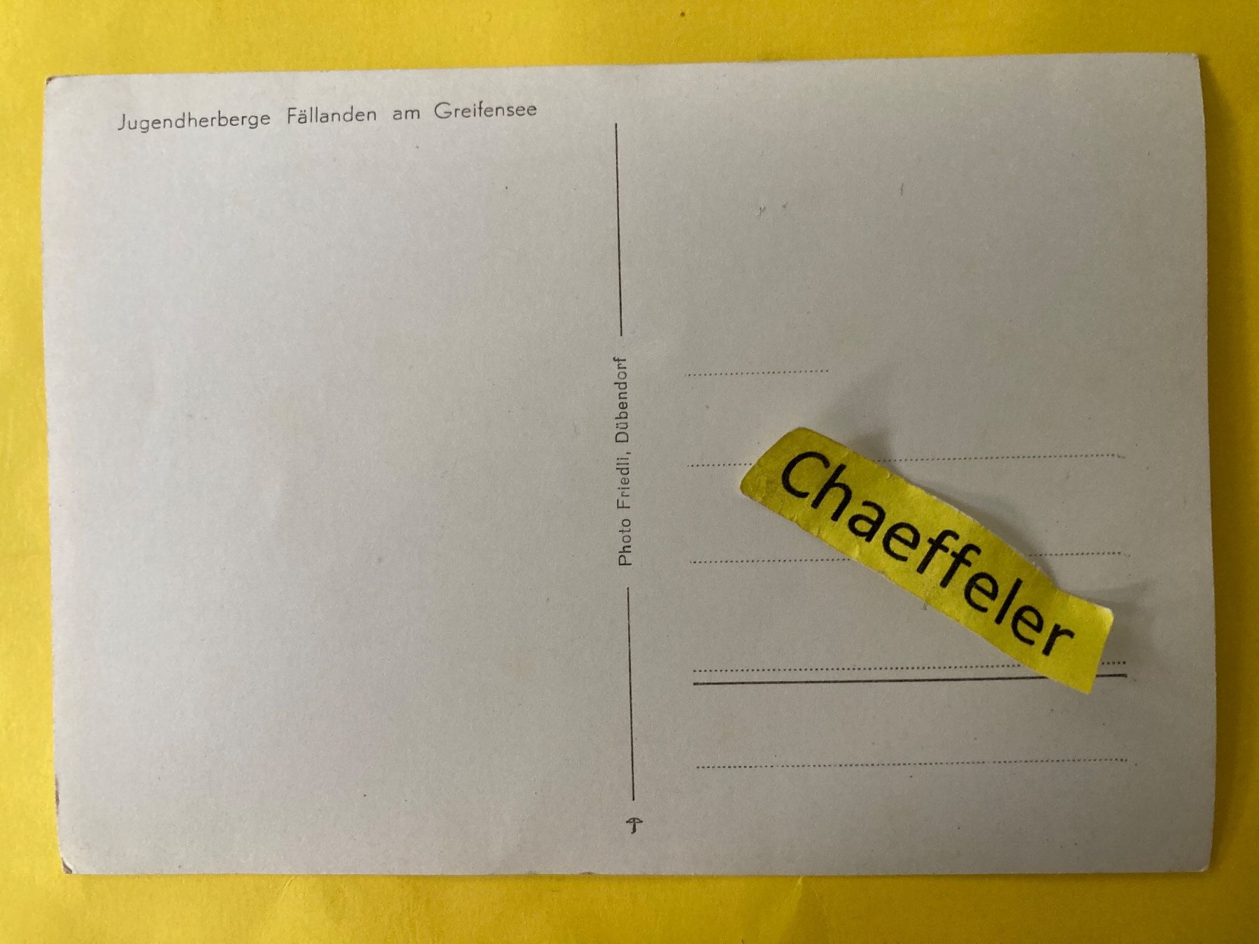 Ansichtskarten: Jugendherberge Fällanden am Greifensee – Gebraucht aus Zürich von Chaeffeler 1