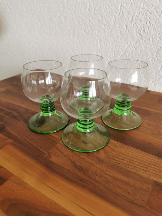 4 Stück grüne Vintage Weingläser, Römer Weingläser 2cl (Gebraucht) in ...
