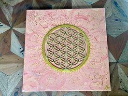 Blume des Lebens, Acryl/Holz auf Leinwand Bild