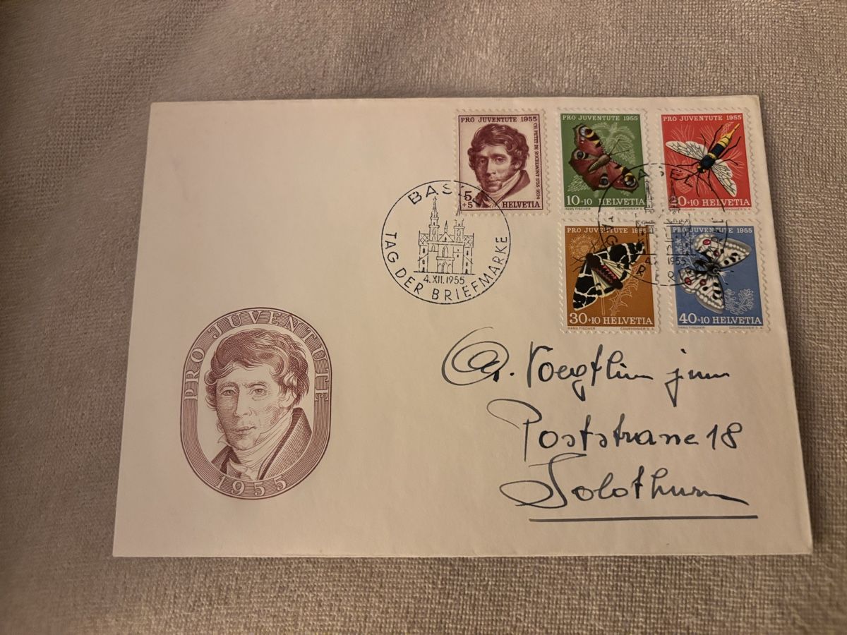 Tutti i francobolli: Pro Juventute Briefmarken Brief mit Stempel 1955 – Usato da Bellach venduto da Legdance