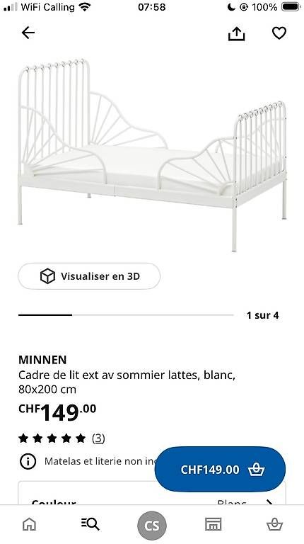 Ikea Letti: Lit extensible Minnen avec sommier – Usato da St-Oyens venduto da Couse1
