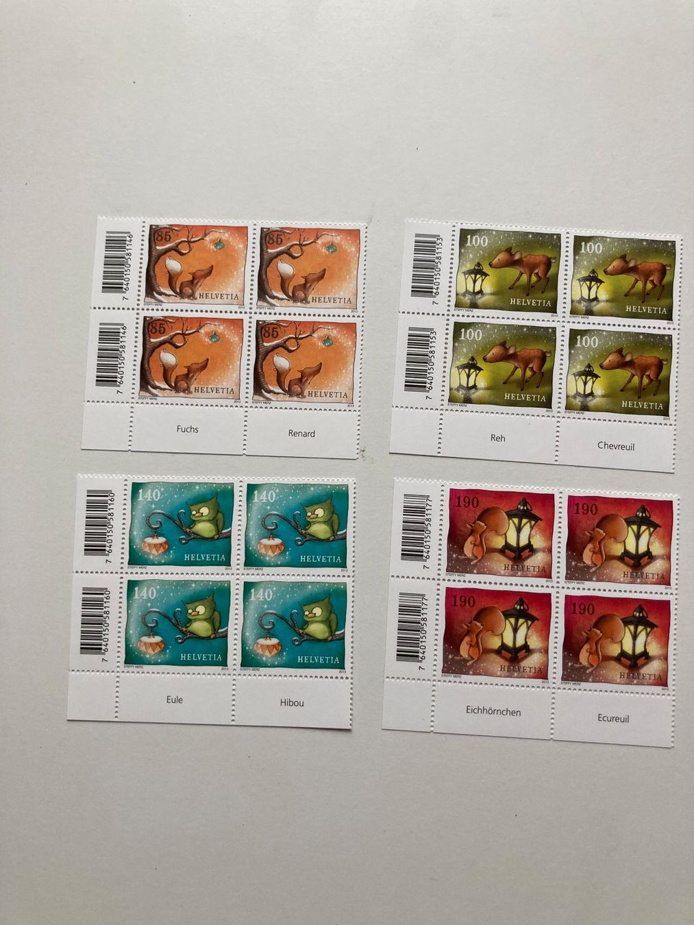 Tutti i francobolli: Weihnachtsbriefmarken postfrisch 4er-Blöcke 2013-2014 – Nuovo e nell'imballaggio originale da Emmenbrücke venduto da T-Towel