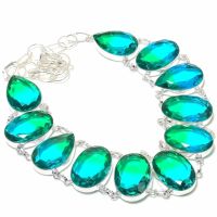 Bi-Color Tourmaline Gemstone Handmade 925 Silver Necklace