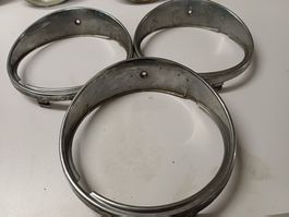 3 Scheinwerferringe Chrom Metall Vintage für Oldtimer Autos