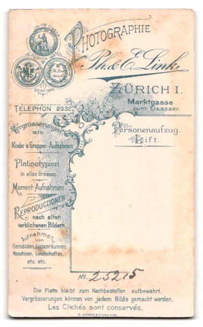 Fotografie & Manifesti: Fotografie Ph., E. Link, Zürich, Marktg – Usato da Berlin venduto da bartko-reher 1