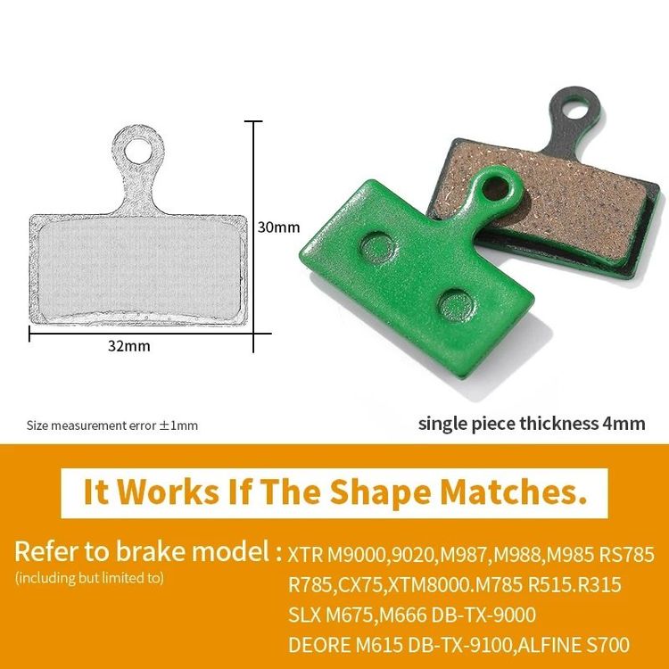 4 Paar Resin Bremsbeläge - Für Shimano XTR, XT, SLX & Deore