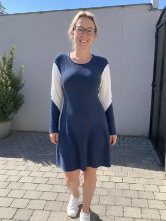 CLAUDIE PIERLOT | robe midi bleu foncé et clair | L femme