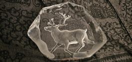 Grosse Mats Jonasson Glas Skulptur Figur Hirsch / Renntier