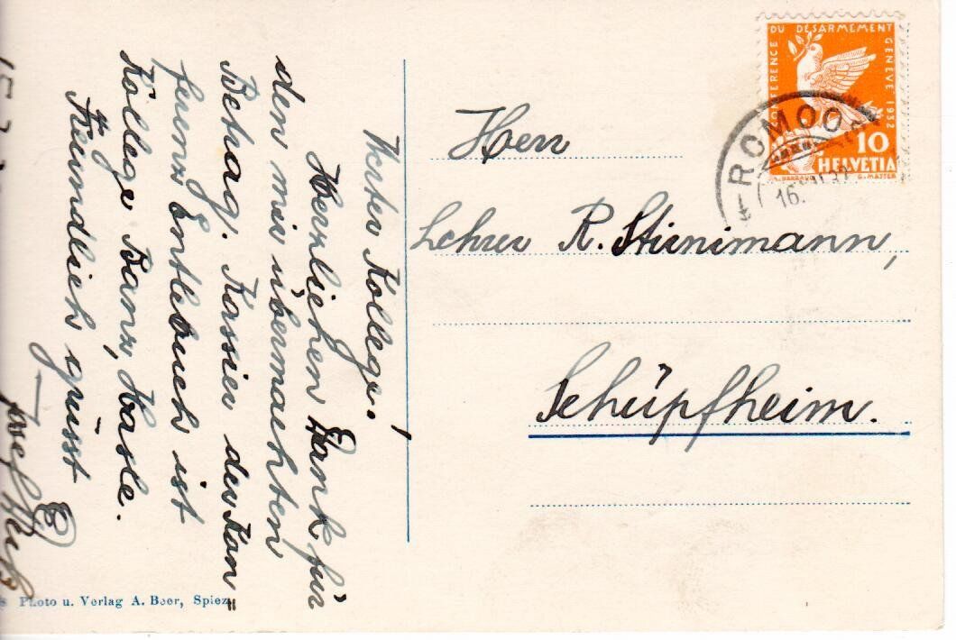 Ansichtskarten: Romoos 1932 – Gebraucht aus Wolhusen von Curver9 1