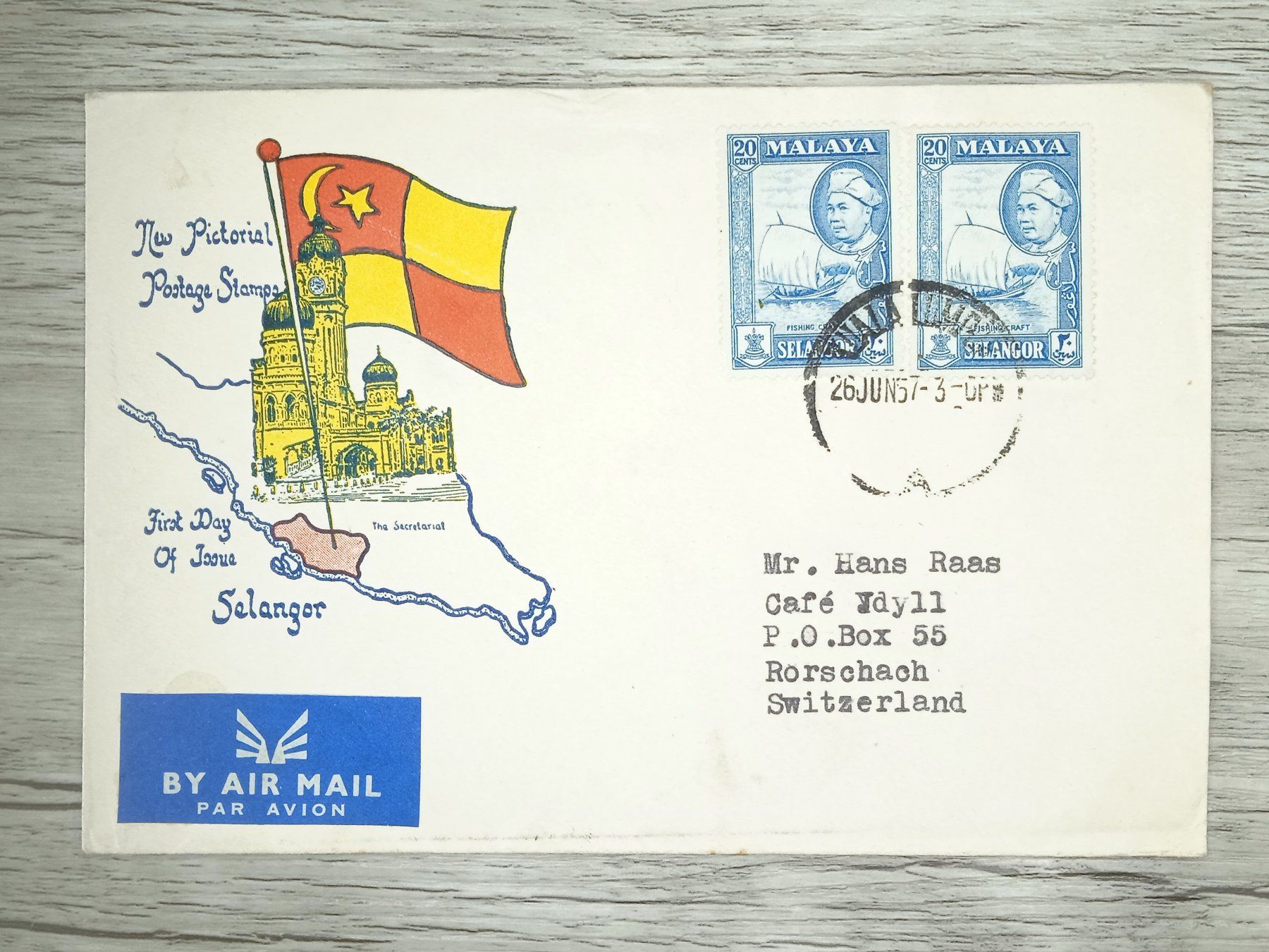 Tutti i francobolli: TR84 Enveloppe + Timbre Malaisie 1957 – Usato da Cousset venduto da Patrick_Collections