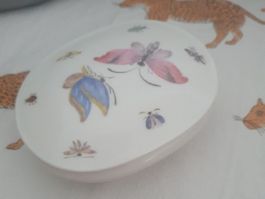 Porzellan Dose oval mit Deckel"Schmetterling" H&G Selb