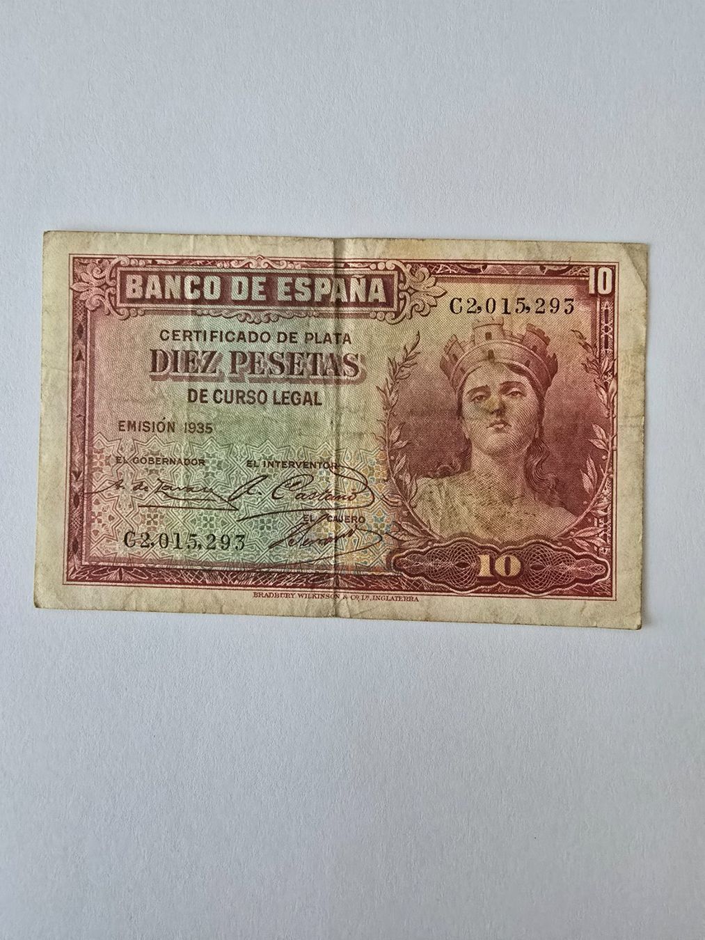 Banconote: 10 Peseten Spanien 1935 – Usato da Neuenhof venduto da brasvarela